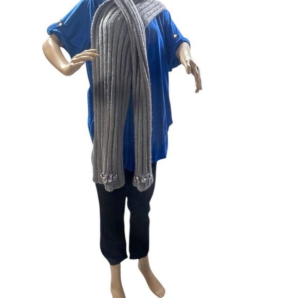 Juicy Couture Scarf Soft Lining Jeweled Neck Warmer Gray Metallic Cable Knit - Picture 7 of 11